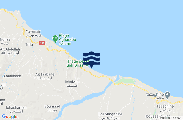 Boudinar, Moroccoの潮見表地図