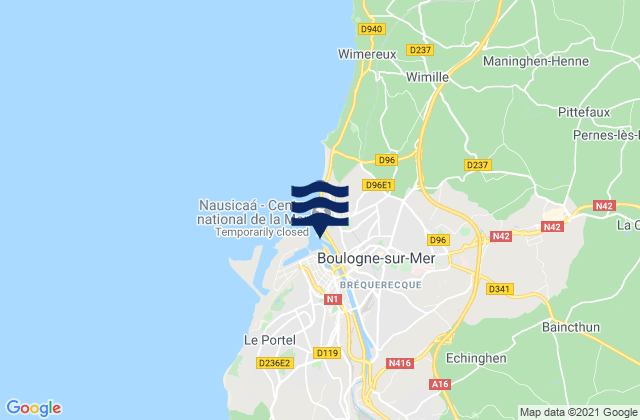 Boulogne-sur-Mer, Franceの潮見表地図