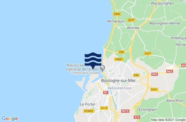 Boulogne, Franceの潮見表地図