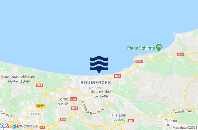 Boumerdas, Algeriaの潮見表地図