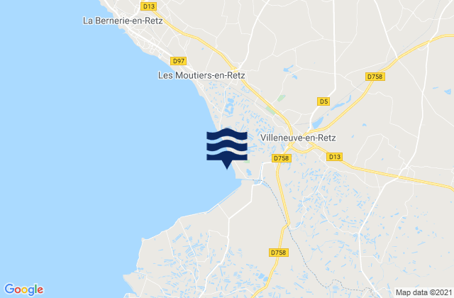 Bourgneuf-en-Retz, Franceの潮見表地図