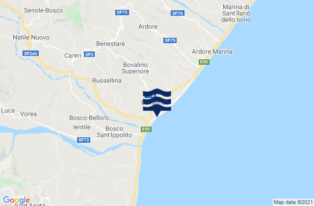 Bovalino Superiore, Italyの潮見表地図
