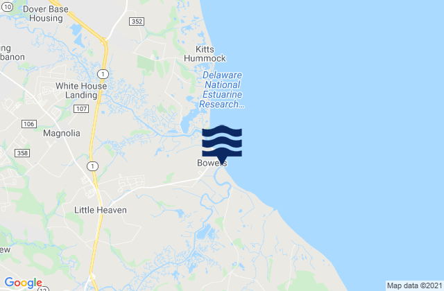Bowers Beach, United Statesの潮見表地図