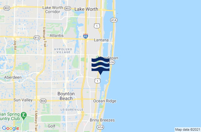 Boynton Tortuga Beach, United Statesの潮見表地図