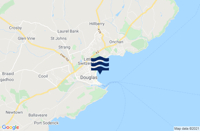 Braddan, Isle of Manの潮見表地図