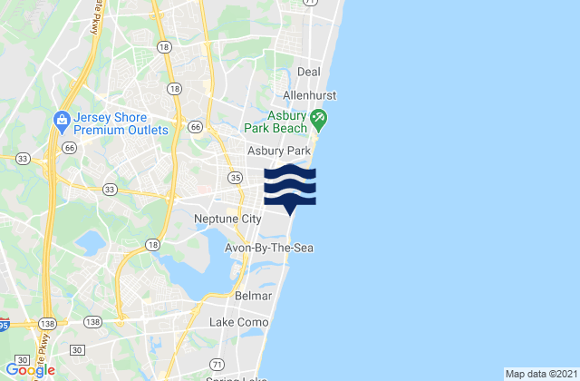 Bradley Beach, United Statesの潮見表地図