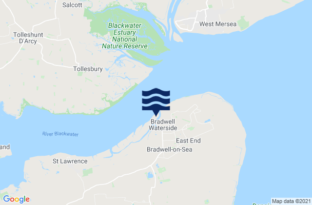 Bradwell Waterside, United Kingdomの潮見表地図