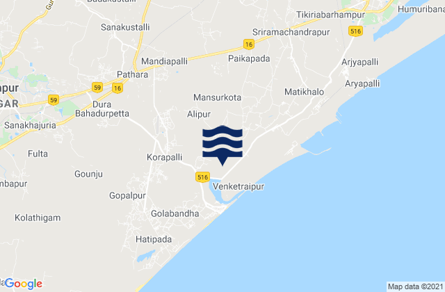 Brahmapur, Indiaの潮見表地図