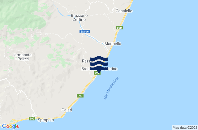 Brancaleone-Marina, Italyの潮見表地図