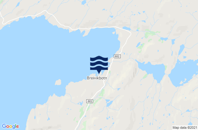 Breivikbotn, Norwayの潮見表地図