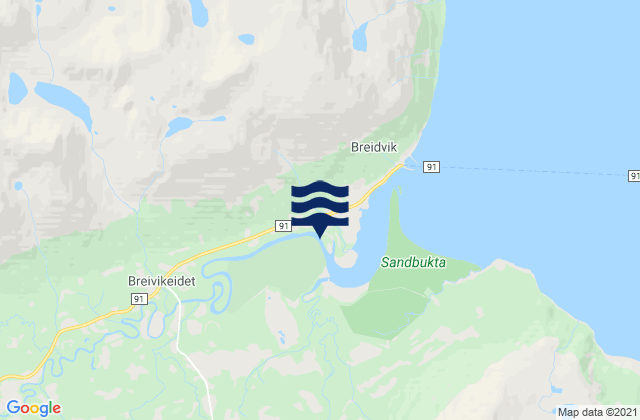 Breivikeidet, Norwayの潮見表地図