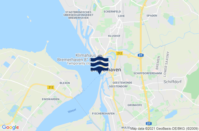 Bremerhaven, Germanyの潮見表地図
