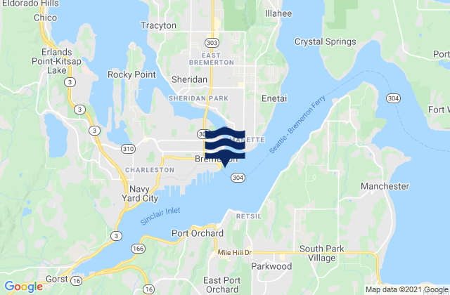 Bremerton Sinclair Inlet Port Orchard, United Statesの潮見表地図