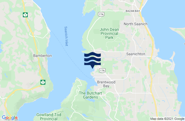 Brentwood Bay, Canadaの潮見表地図