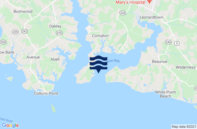 Breton Bay entrance, United Statesの潮見表地図