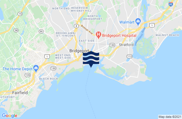 Bridgeport Harbor, United Statesの潮見表地図