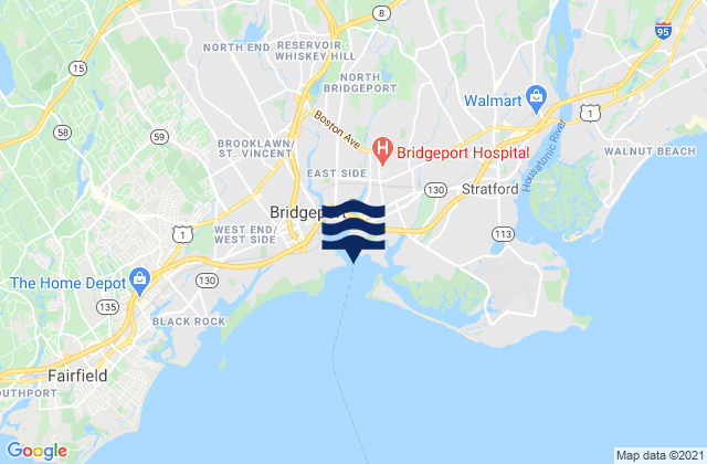 Bridgeport Harbor Tongue Point, United Statesの潮見表地図