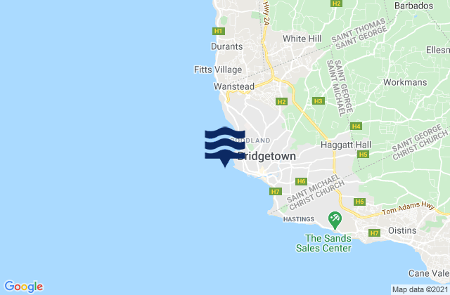 Bridgetown (Barbados), Martiniqueの潮見表地図