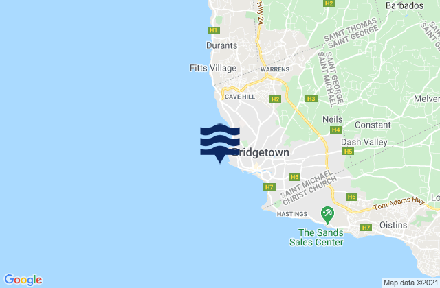 Bridgetown Harbour, Martiniqueの潮見表地図