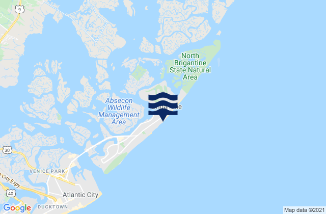 Brigantine Beach, United Statesの潮見表地図