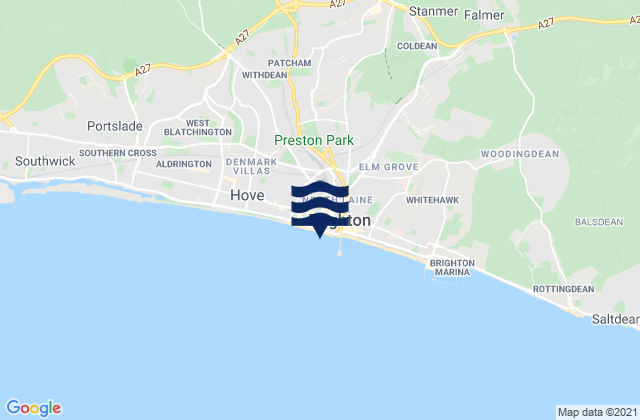 Brighton Beach, United Kingdomの潮見表地図