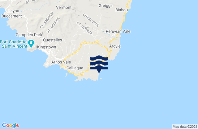 Brighton Beach, Saint Vincent and the Grenadinesの潮見表地図