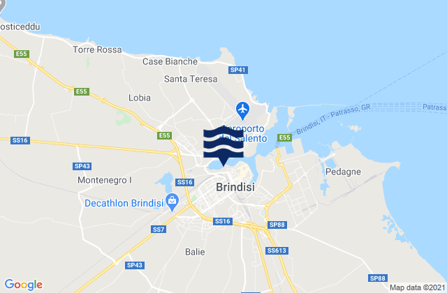 Brindisi, Italyの潮見表地図
