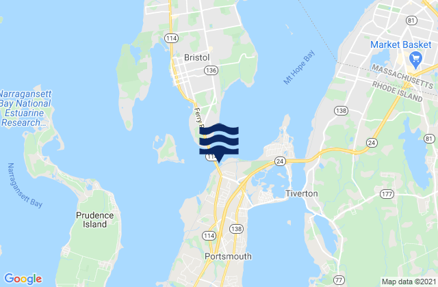 Bristol Ferry, United Statesの潮見表地図