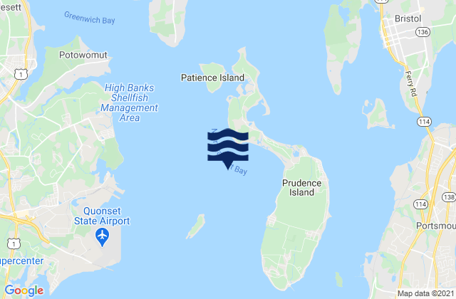 Bristol Point, Narragansett Bay, United Statesの潮見表地図