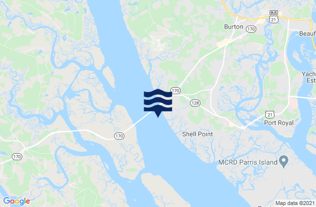 Broad River Bridge S of Broad River, United Statesの潮見表地図