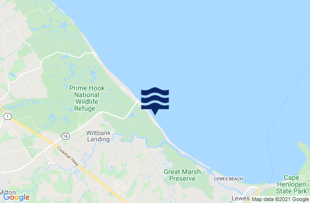 Broadkill Beach, United Statesの潮見表地図
