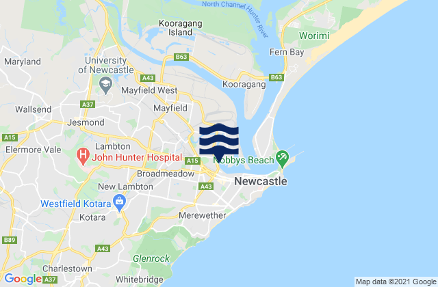 Broadmeadow, Australiaの潮見表地図
