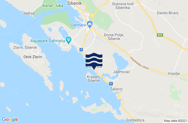 Brodarica, Croatiaの潮見表地図