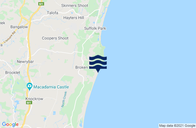 Broken Head, Australiaの潮見表地図