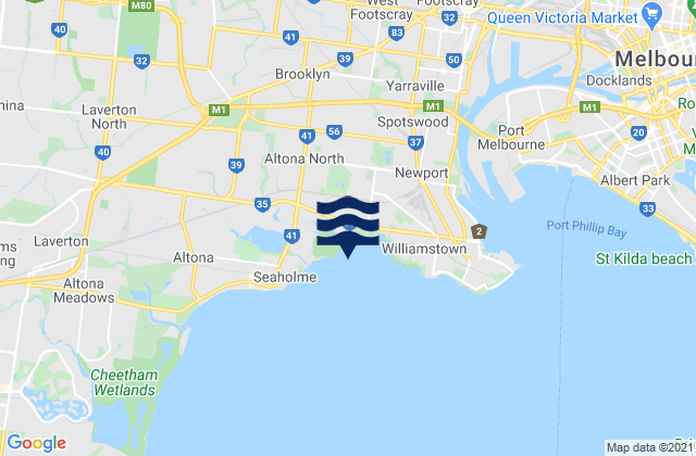 Brooklyn, Australiaの潮見表地図
