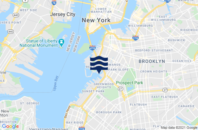 Brooklyn, United Statesの潮見表地図