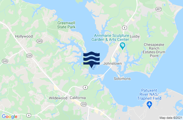 Broomes Island 0.4 mile south of, United Statesの潮見表地図