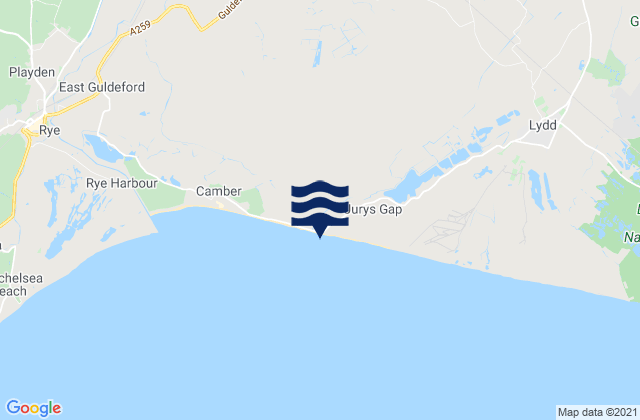 Broomhill Sands (Jurys Gap) Beach, United Kingdomの潮見表地図