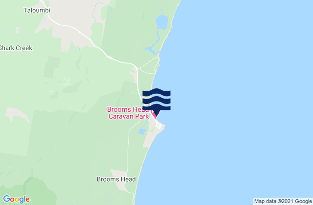 Brooms Head, Australiaの潮見表地図