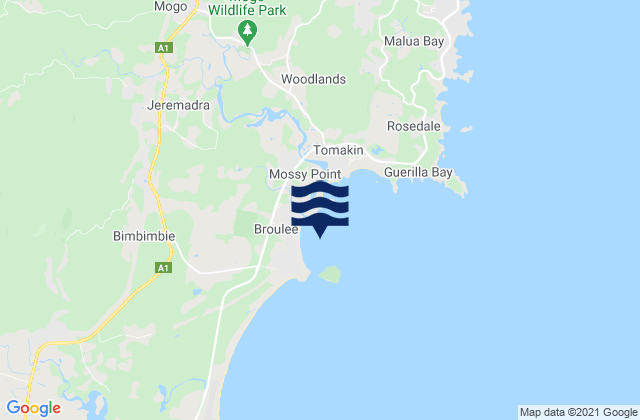Broulee Island, Australiaの潮見表地図
