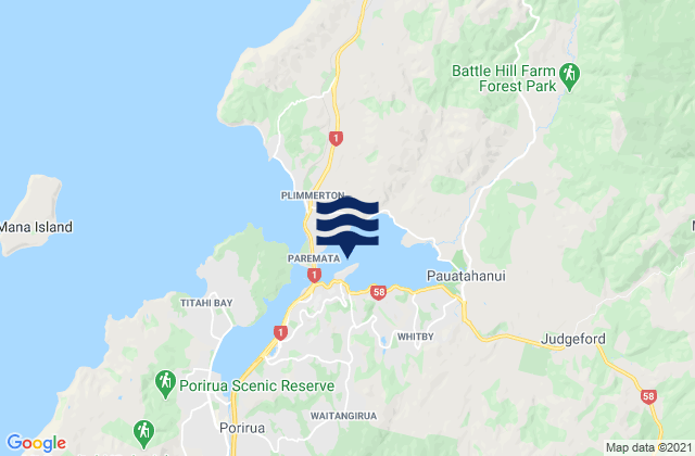 Browns Bay, New Zealandの潮見表地図