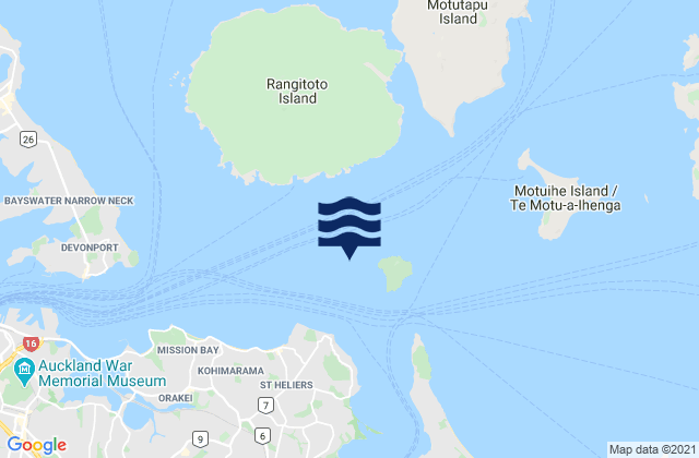 Browns Island (Motukorea), New Zealandの潮見表地図