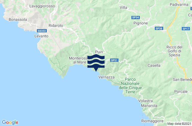Brugnato, Italyの潮見表地図