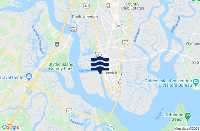 Brunswick (East River), United Statesの潮見表地図