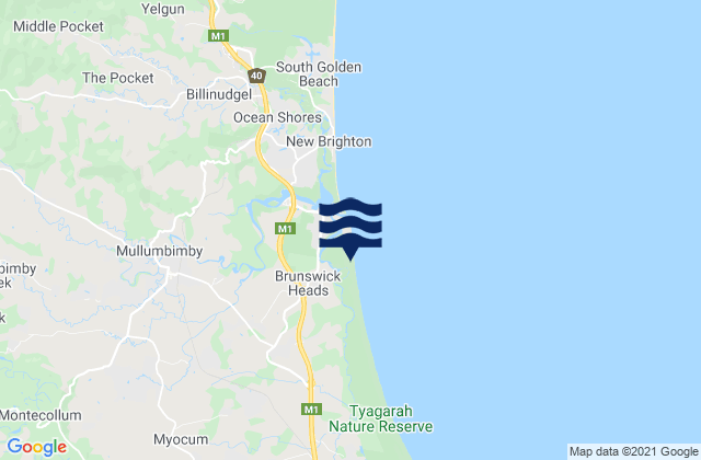 Brunswick Heads North, Australiaの潮見表地図