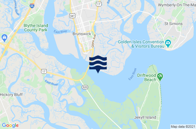 Brunswick River off Quarantine Dock, United Statesの潮見表地図