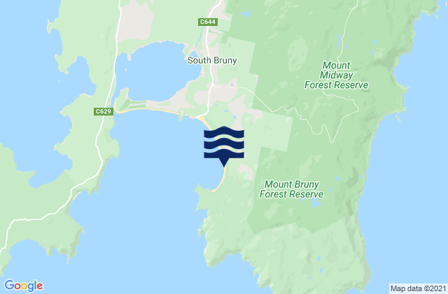 Bruny Island - Cloudy Bay, Australiaの潮見表地図