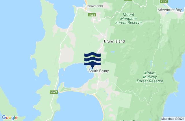 Bruny Island - Jawbones, Australiaの潮見表地図