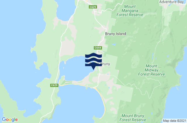 Bruny Island - Lagoons, Australiaの潮見表地図