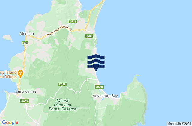 Bruny Island, Australiaの潮見表地図